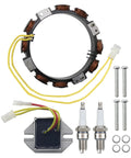 Top Shelf Replacement Alternator Coil Stator For John Deere Gt235 Lt166 And Craftsman V Twin Mowers Replaces 592830 696458 691064 393295 showing components with copper coils and connectors.