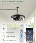 20 Inch Outdoor Ceiling Fan With Lights RGB And 3 CCT Dimmable Remote App Control 6 Speed IP65 Waterproof in a porch setting.
