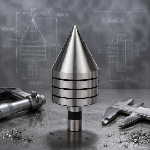 Heavy Duty Taper Pin Lathe Center With Rotating Conical Point For Woodturning Projects Shop Hardware Machine Tool Maintenance Straight Shank 12mm Alloy Steel Finish on a metal surface with measuring tools.