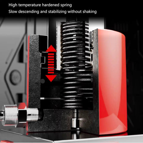 Heavy Duty Hydraulic Jack Kit With Manual Pump And Auto Retraction 10 Ton Lift Capacity 2 Inch Stroke Garage Ready For Workshop And Home Use Durable Lifting Cylinder For Cars Trucks And SUVs, close-up of hydraulic spring and mechanism