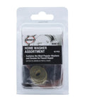 Home Washer Repair Kit With 42-Piece Rubber Washer Set in a clear package, varied metric and inch sizes for leaks and fixes.