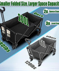 Heavy Duty Collapsible Wagon Cart Foldable 37 Inch Long Frame With 480 Lb Capacity for Grocery Camping Beach Shopping Fishing Garden Wheels