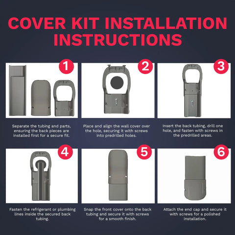 Paintable Gray Lineset Cover Kit For Ductless Mini Split AC System installation instructions, 6-step DIY guide