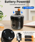 Portable Battery Powered Electric Pencil Sharpener 6 To 8mm For School And Home Use On The Go Black With Three Blades Two Spare Blades Included AA Battery Operated No USB Charging Required, black battery-powered sharpener with AA batteries shown