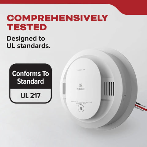 Three Pack 20SAR Smoke Detectors Hardwired With AA Battery Backup For Home Safety, Detects Smoke Faster By Twenty Five Percent, 85 Decibel Alarm With Red LED Visual Alert. UL 217 tested hardwired smoke alarm