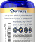Side view of bottle labeled Bone Strength Calcium Complex Supplement With Vitamin D3 Magnesium Zinc K2 Boron 120 Capsules Non GMO Gluten Free