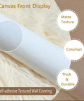 Detail of matte textured self-adhesive wall covering emphasizing colorfast, thick, and durable qualities on fabric