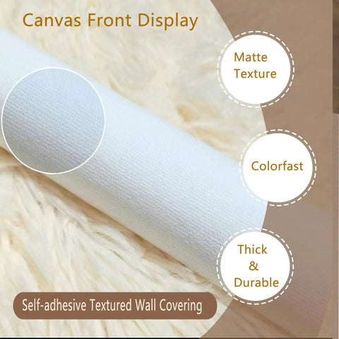 Detail of matte textured self-adhesive wall covering emphasizing colorfast, thick, and durable qualities on fabric