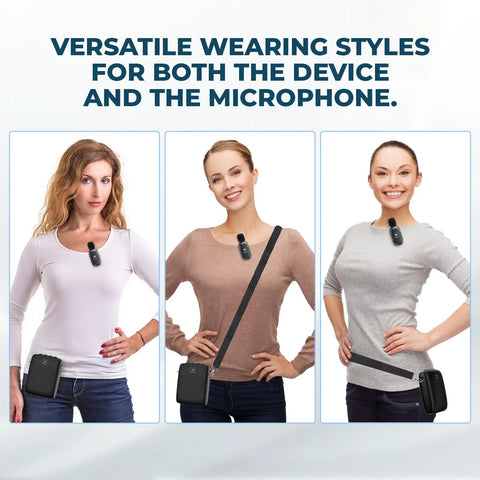 Three women showcasing the Wireless Classroom Voice Amplifier For Teachers With Clip On Mic System 15W Portable PA in different wearing styles.