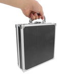 Black Aluminum Alloy Toolbox With Secure Lock And Lightweight Metal Handle Multi Function Parts Organizer Built Tough For The Daily Hustle And Sweet Setup For Quick Loadouts, hand holding toolbox.