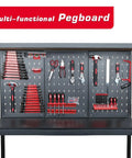 Heavy Duty Steel Workbench With Pegboard Shelves And Wide Top 330 Lb Capacity Multipurpose Garage And Workshop Storage Station for Tools