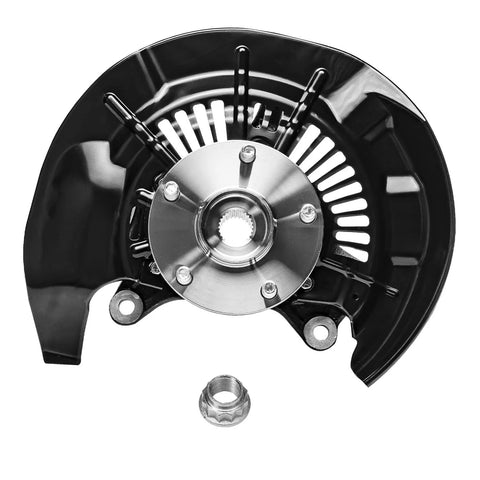 AWD Front Right Steering Knuckle With Wheel Hub Bearing Assembly For 2008-2013 Toyota Highlander 3.5L Gas, black metal disk, nut visible