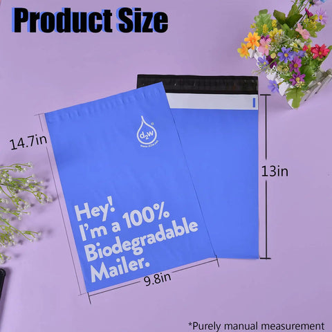 10x13 Inch Biodegradable D2W Poly Mailers 50 Pack Blue Compostable Shipping Bags Eco Friendly Waterproof Self Sealing Envelopes