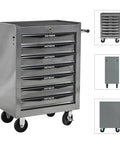 21 Inch Lockable Steel Tool Chest Rolling Garage Cabinet With Smooth As Silk Ball Bearing Slides, showing multiple drawers and caster wheels.