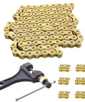 415H 110L Motorized Chain With Chain Breaker And Master Link Kit for 49cc-80cc 2 Stroke Engines, Gold Finish, Universal Fit