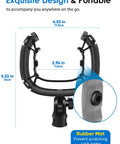 Wave Mic Shock Mount For Elgato Wave:1 And Wave:3, anti-vibration suspension clip dimensions with rubber mat detail