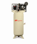 Heavy Hitter 5 Horsepower Two Stage Air Compressor Packing 60 Gallon Vertical Tank with cast iron structure and two-stage motor.
