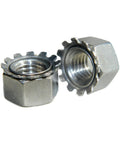 Heavy-Duty Stainless Steel Keps Lock Nuts With Free Spinning Washers 3/8-16 Pack Of 1000 Rust Resistant Fasteners close-up view