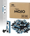 Slick Smart Push In Cage Nuts And M6 Rack Screws Kit With 40 Heavy Duty Mounts And 80 Bolts for 19 Inch server racks.