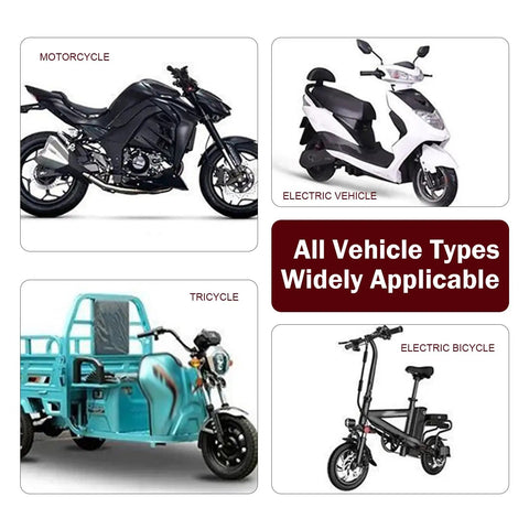 Universal Motorcycle Throttle Mounts displayed with motorcycles, scooters, tricycles, and electric bikes for various vehicle types.