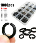 1000 Pcs Mixed M1.6 M2 M2.5 M3 M3.5 M4 M5 M6 M8 Black Stainless Steel Split Lock Washers With Elastic Gasket Kit In Box GB93 A2 304 Stainless Steel Heavy Duty Fastener Set, 9-size box