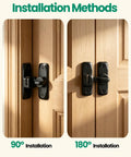 90 and 180 degree installation methods for Barn Door Lock and Latche: 90/180 Degree Barn Door Lock, Black Bifold Door Latch.