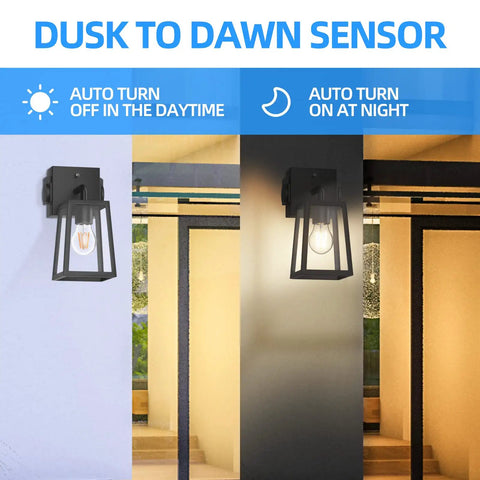 Super Durable Dusk To Dawn Porch Lights Packed With Two Outlets That Are Waterproof And Anti Rust In Black Finish For Your Garage Patio Or Garden