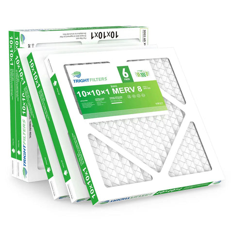 10x10x1 Air Filter 6 Pack, Durable MERV 8 Pleated HVAC Replacement For Your Home AC Furnace, Lightweight Compact Filter