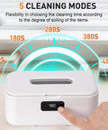 Front view of Ultrasonic Jewelry Cleaner Pro 28oz 800ml 49KHz Deep Clean with LED display showing 480 seconds timer setting.