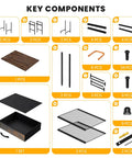 Key components of Floor Guitar Stand With 4 Holders And 3 Tiers, Go To Multi Guitar Rack for assembly and setup.