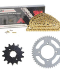 Beefed Up Drive Chain And Sprocket Kit For Honda CRF50F 2004 Through 2026, 14T front sprocket, 37T rear sprocket, gold chain