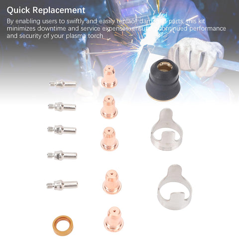 Pro Grade Plasma Cutter Consumables Kit With 48 Pieces IPT40 Electrodes Nozzles Cups And Standoff Guides for CUT 55DS