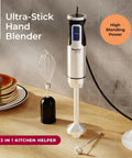 Ultra Power Immersion Hand Blender With 500W Motor And 8 Speed Turbo Blending Shaft Whisk Milk Frother On Kitchen Counter