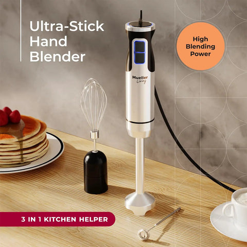 Ultra Power Immersion Hand Blender With 500W Motor And 8 Speed Turbo Blending Shaft Whisk Milk Frother On Kitchen Counter
