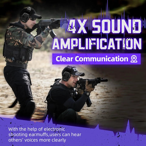 Two shooters using Electronic Shooting Earmuffs With Patches 2 Pack Hearing Protection For Shooters On The Range NRR 23dB