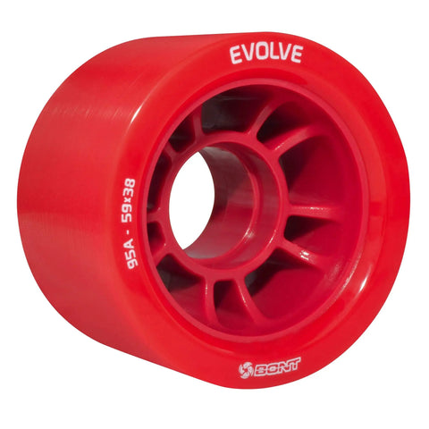 Evolve Roller Derby Wheel Set For Indoor Skating Red 95A High Performance Wheels with lightweight polycarbonate hub