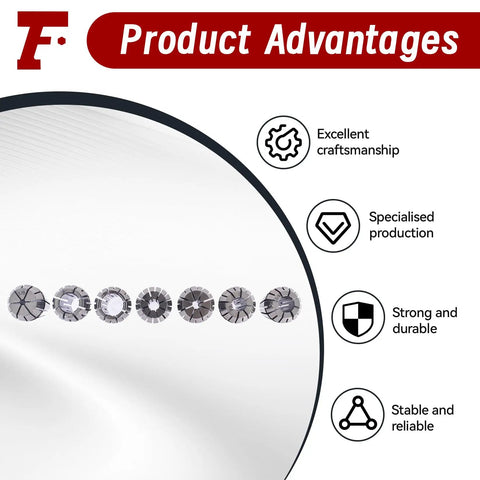 ER20 Spring Collet Set 1/8 To 1/2 Inch For CNC Milling Lathe And Engraving Machines 7 Pcs High Grade 1065 Steel Precision Ground