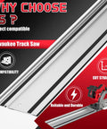 55 Inch Slick Aluminum Track Saw Guide Rail Hella Smooth Glide Setup precision woodworking cuts with Milwaukee compatibility.