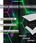 Triple weave technology details with neon honeycomb design on Lit Neon Curtains With 3D Neon Lights Pattern And Honeycomb Design For Kids And Teens Rooms Modern Living Room Window Drapes Rod Pocket No Blackout 42x44.5 Inches Two Panel Set