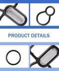 Honda Acura Oil Filter Housing Gasket Kit 3 Piece Set For Head Gasket And Filter Adapter Gaskets 15825-P8A-A01 36172-P8A-A01 91319-PR3-000 Compatible With Accord Odyssey Pilot MDX RDX RL Black components showing gasket rings and filters.