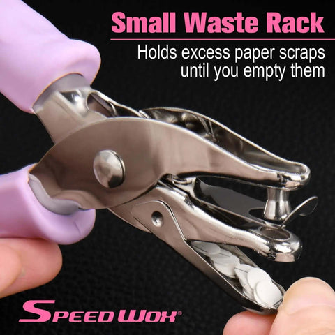Two Pack Handheld Hole Punch Set with 1/8 and 1/4 Inch Holes includes metal punch with small waste rack for paper projects.