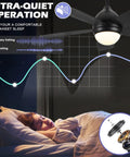 Coal Black DC Motor Ceiling Fan With Lights, Dope 42 Inch Modern Remote Control Ceiling Fan illustrating ultra-quiet operation.