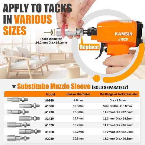 Premium Pneumatic Decorative Nailer 41 By 64 Inch Compact Deco Nail Gun with muzzle sleeve for various tack sizes.