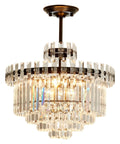 Lit 7 Light Black Crystal Chandelier Modern Semi Flush Mount Ceiling Light with 7 crystal tubes, side view