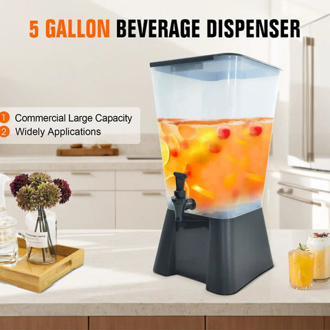 Durable 5 Gallon Drink Dispenser For Parties And Events With Easy Spigot on kitchen counter