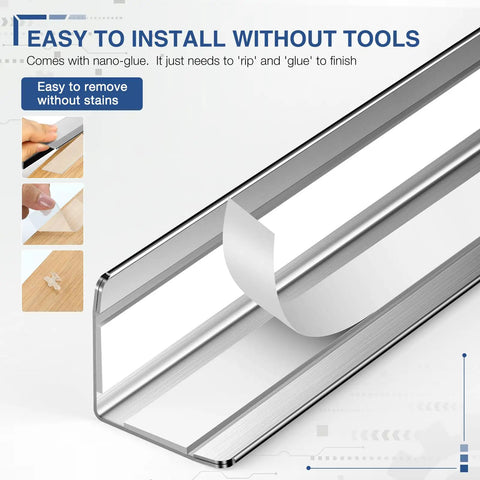 Hella Sick 4 Pack Stainless Steel Wall Corner Protectors Badass 304 Rust Proof Corner Guards detail of installation with glue.