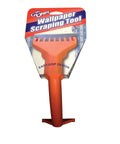Dual Edge Premium Wallpaper Scraper Tool With Re Sharpenable Blade shown in packaging with easy-grip handle design.