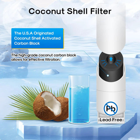 Two Pack Fridge Water Filter Replacements Using 0.5 Micron Coconut Shell Carbon Compatible With Whirlpool Everydrop Filter 5.