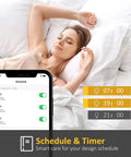Woman relaxing with app showing Ultra Bright 16W Smart LED Bulbs 150W Equivalent 1600 Lumen Full Color Changing WiFi E26 A19