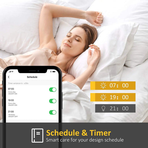 Woman relaxing with app showing Ultra Bright 16W Smart LED Bulbs 150W Equivalent 1600 Lumen Full Color Changing WiFi E26 A19